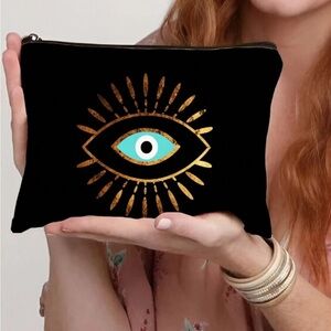 Canvas Evil Eye Protector Makeup Bag